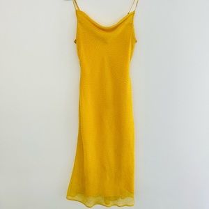 Urban Outfitters Yellow Polka Dot Midi Slip Dress Small